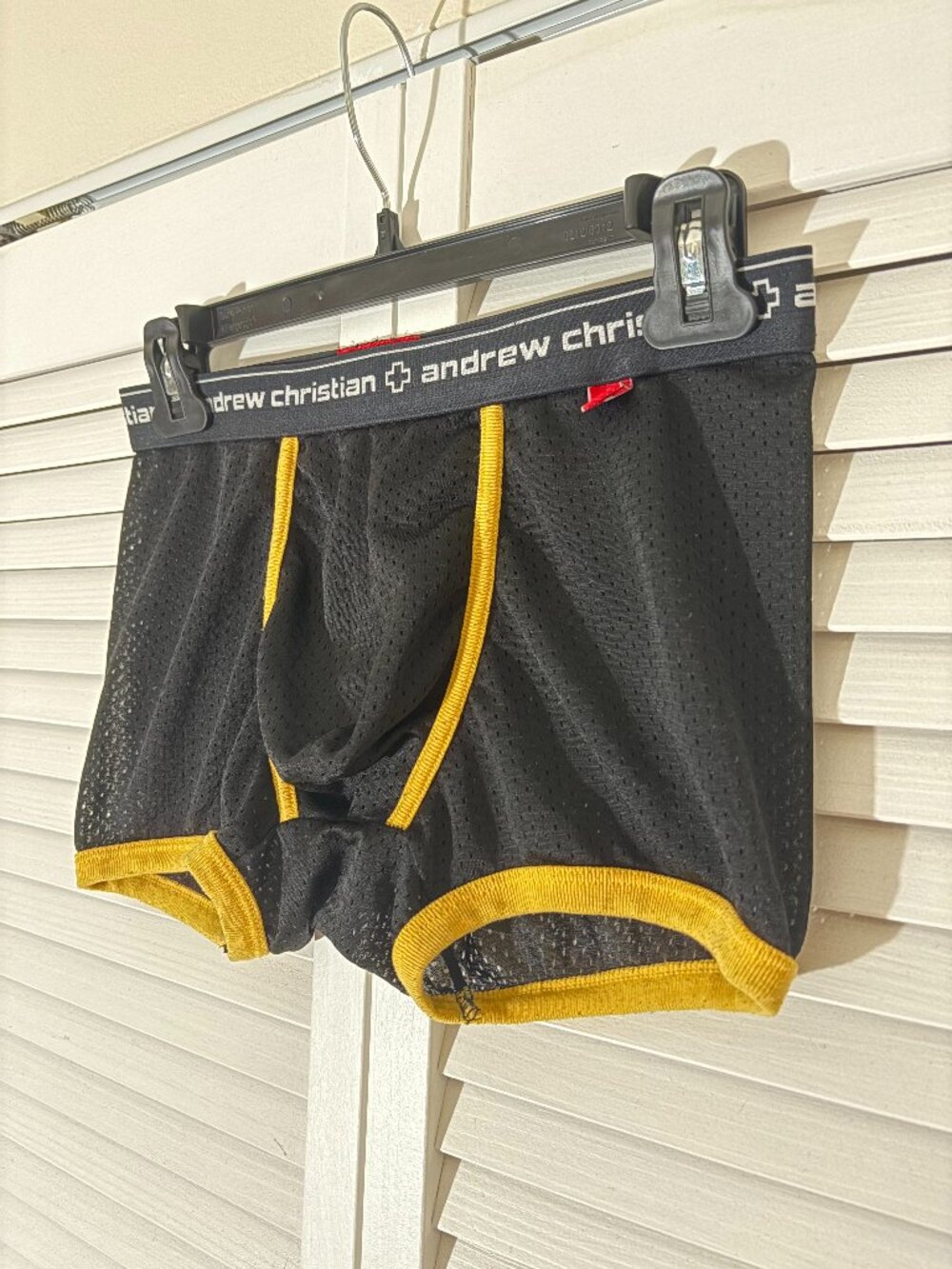 Andrew Christian Mesh Trunk--Black/Yellow